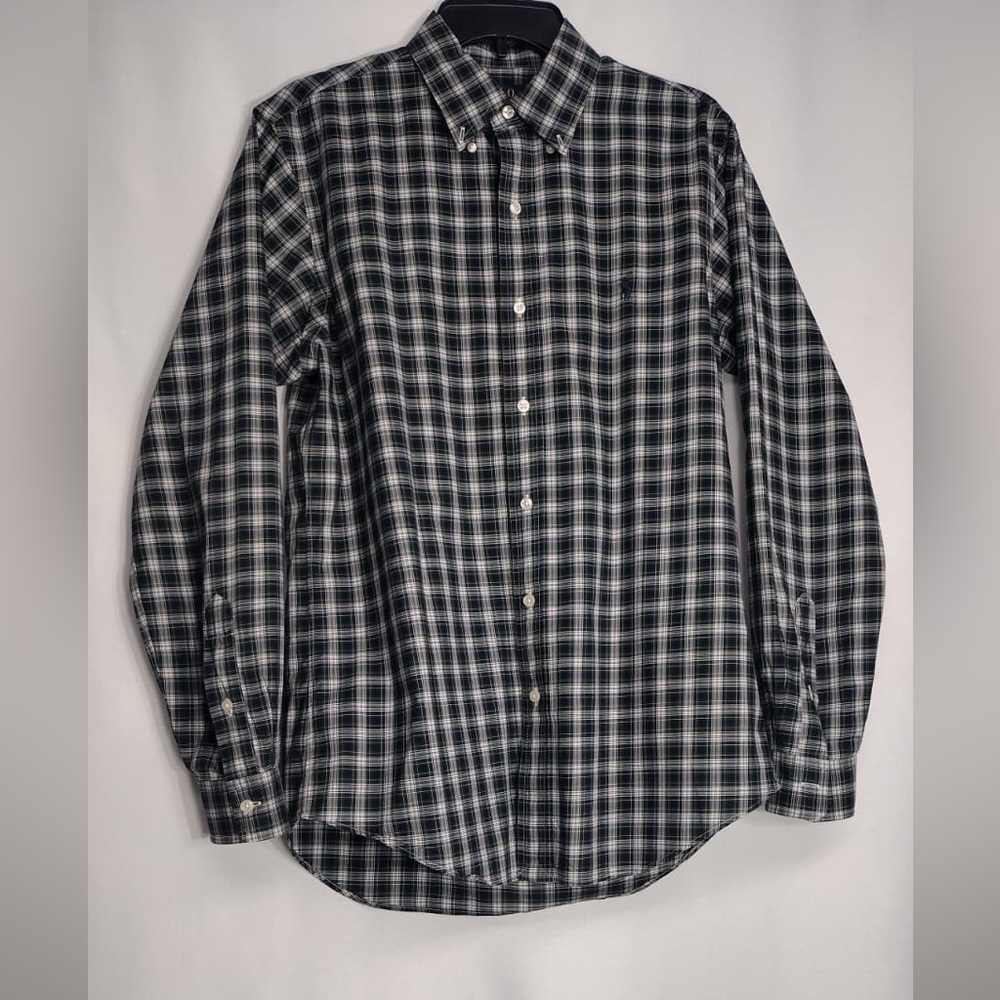 Polo Men's Black and White Checkered Shirt size M pre owned Exellent condition